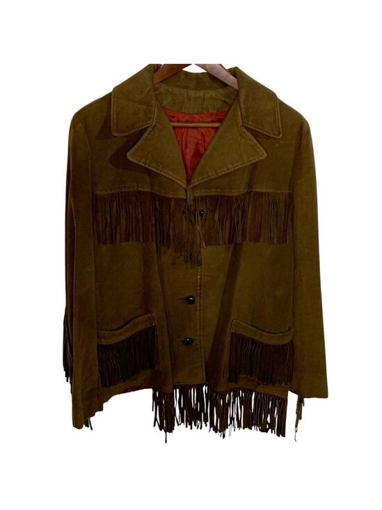 Vintage Jackets & Blazers - Western vintage brown jacket microsuede with real suede fringe sz 14